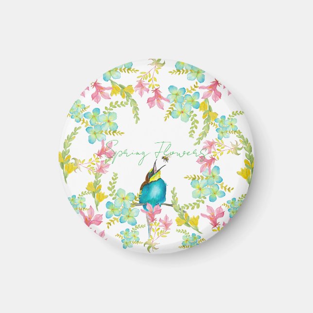 Aimant Aquarelle des fleurs de printemps (Devant)