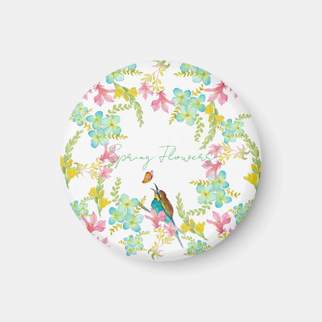 Aimant Aquarelle des fleurs de printemps (Devant)
