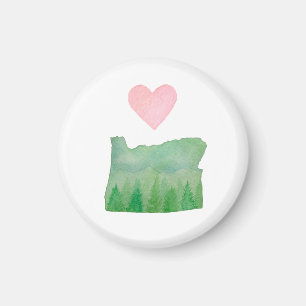 Aimant Aquarelle d'état de l'Orégon d'amour