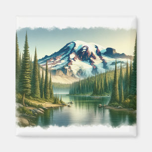 Aimant Aquarelle du parc national du Mont-Rainier