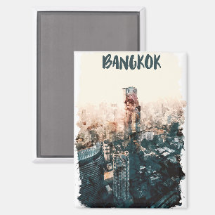 Aimant Aquarelle du paysage urbain de Bangkok Thaïlande