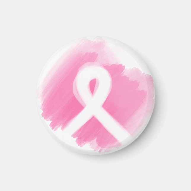 Aimant Aquarelle du ruban de sensibilisation au cancer du (Devant)