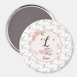 Aimant Aquarelle Élégantes Roses Roses avec Papillons