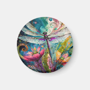 Aimant Aquarelle encre et stylo Aquarelle Dragonfly Magne