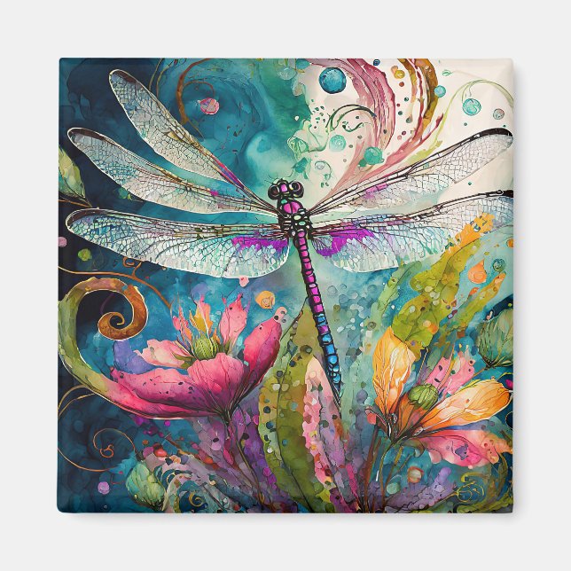 Aimant Aquarelle encre et stylo Aquarelle Dragonfly Magne (Devant)