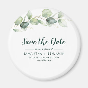 Aimant Aquarelle Eucalyptus Mariage Enregistrer la date
