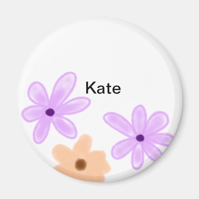 Aimant Aquarelle fleurie violette orange abdominale ajout (Devant)