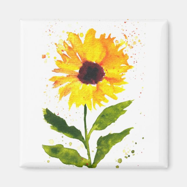Aimant Aquarelle fleurs jaune tournesol aquarelle (Devant)