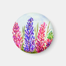 Aimant Aquarelle Florale Art Lupine Fleur sauvage pourpre