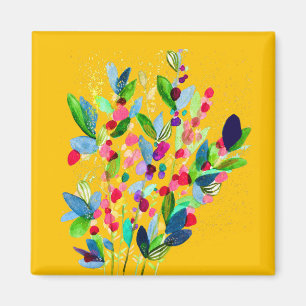 Aimant Aquarelle florale colorée abstraite