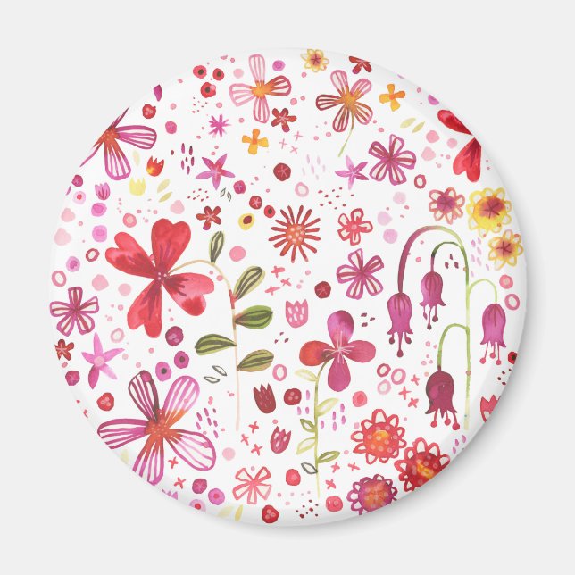 Aimant Aquarelle florale contemporaine (Devant)