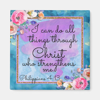 Aimant Aquarelle Florale Écriture Tout à travers le Chris