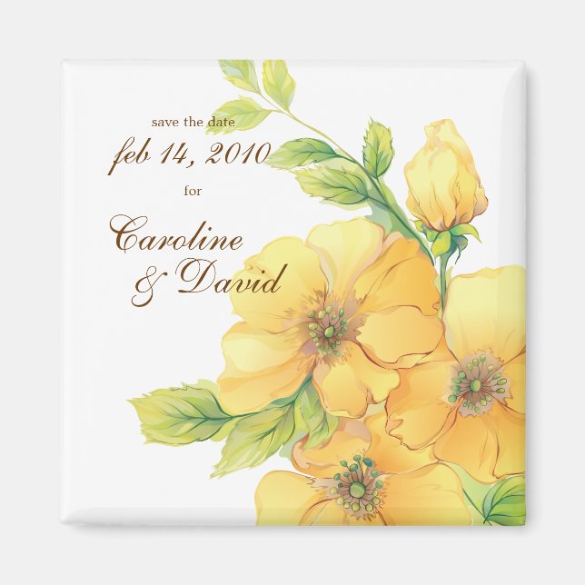 Aimant Aquarelle florale Enregistrer l'aimant Date (Devant)