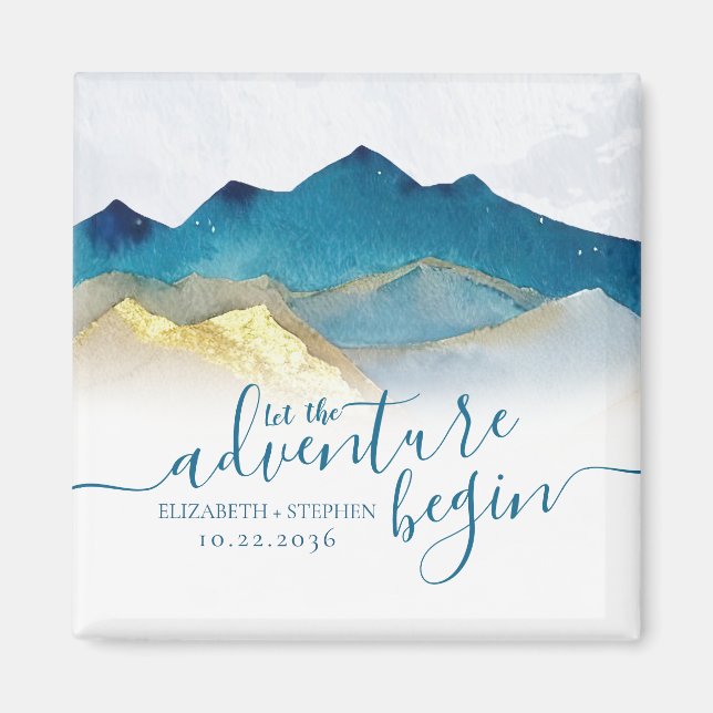 Aimant Aquarelle Golden Mountains Mariage Enregistrer La  (Devant)