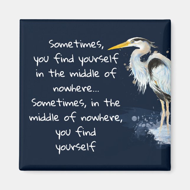 Aimant Aquarelle Great Blue Heron Citation Inspirante (Devant)