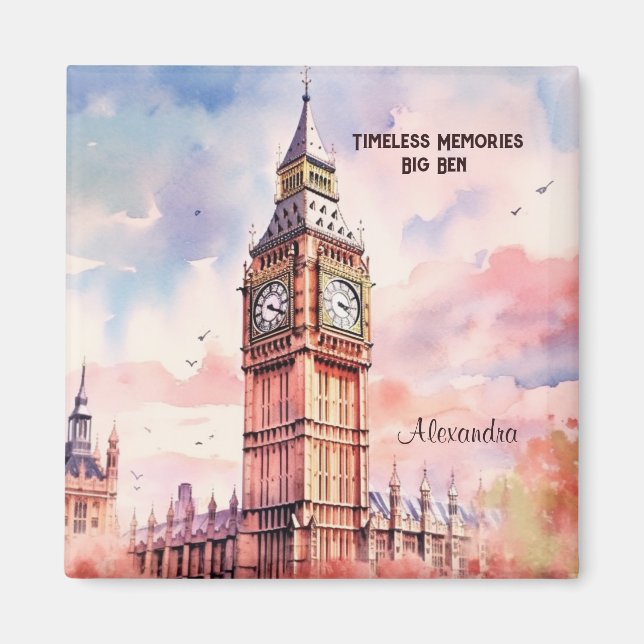 Aimant Aquarelle Icone Landmark City Londres Big Ben (Devant)