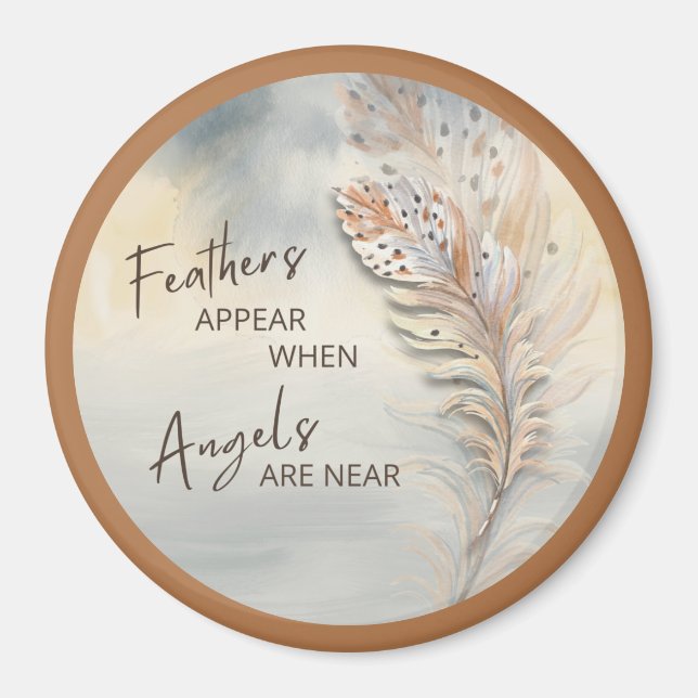 Aimant Aquarelle Inspiron Feather & Angel Quote 3" (Devant)