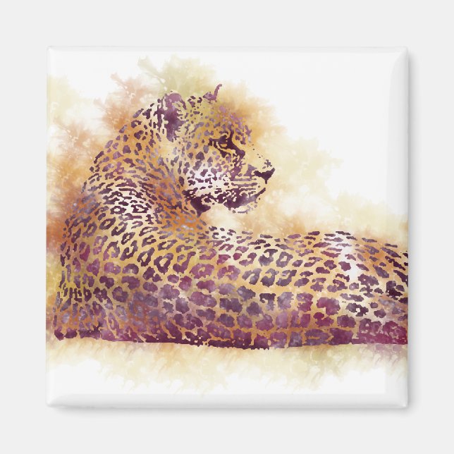 Aimant Aquarelle léopard (Devant)
