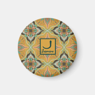 Aimant Aquarelle Marocaine Jaune Floral