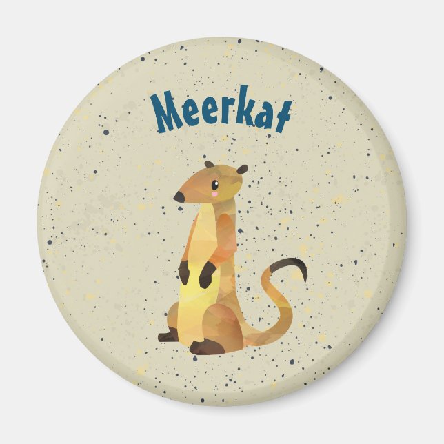Aimant Aquarelle Meerkat sur un Arrière - plan beige (Devant)