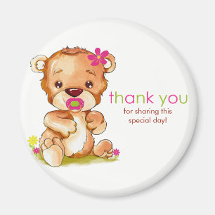 Aimant Aquarelle mignonne bébé ours fille Merci