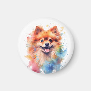 Aimant Aquarelle mignonne Chien de Poméranie