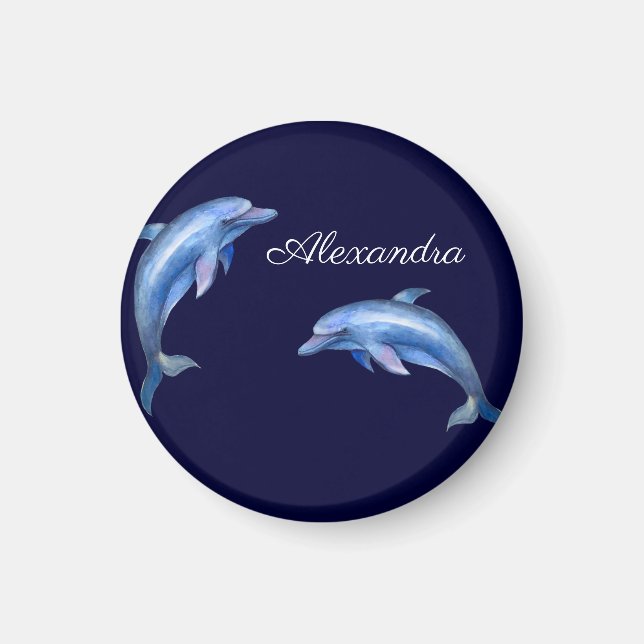 Aimant Aquarelle nautique Dolphin Marine Côte bleue (Devant)