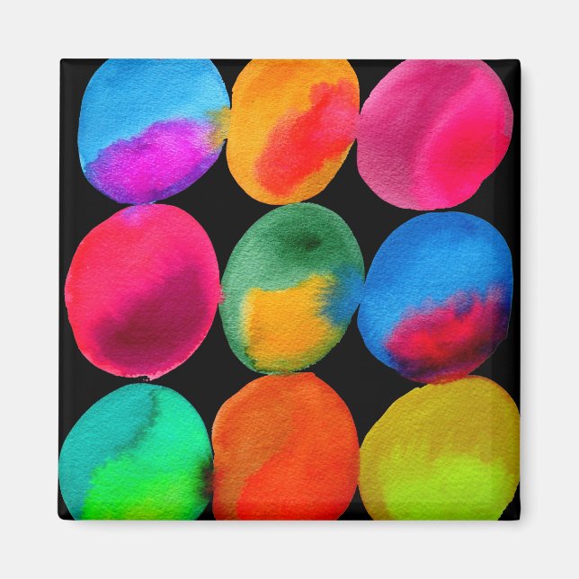 Aimant Aquarelle néon cercle motif couleur art abstrait (Devant)