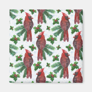 Aimant aquarelle Oiseau cardinal rouge