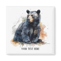 Aquarelle Ours Noir Bois Art, coutume