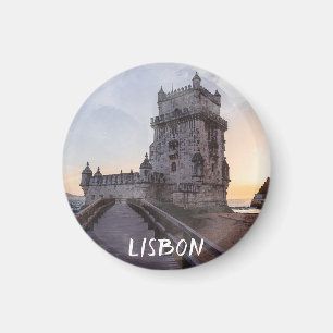Aimant Aquarelle peinture de la tour de Belem au coucher
