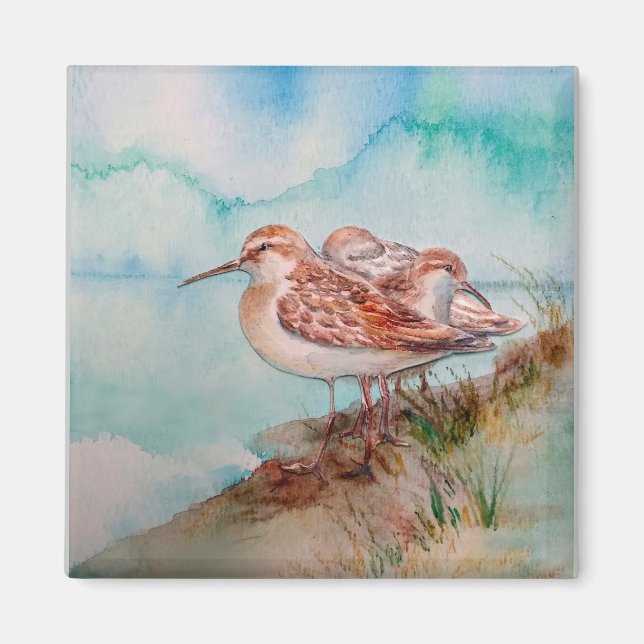 Aimant Aquarelle personnalisée Sandpiper Shore Beach Oise (Devant)