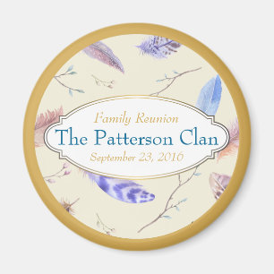 Aimant Aquarelle Plumes avec une belle reunion cadre