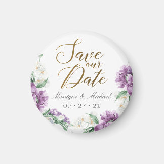 Aimant Aquarelle romantique violet Floral Enregistrer la
