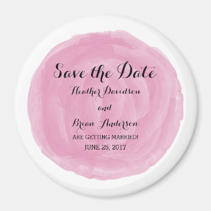 Aimant Aquarelle ronde rose Enregistrer l'aimant Date