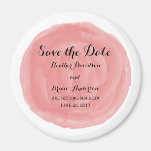 Aimant Aquarelle ronde rouge Enregistrer l'aimant Date