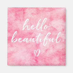 Aimant Aquarelle rose Bonjour Belle
