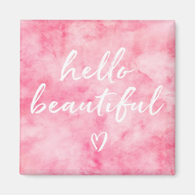 Aimant Aquarelle rose Bonjour Belle (Devant)