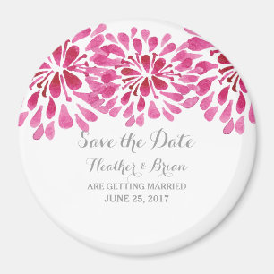 Aimant Aquarelle rose Chrysanthemum Enregistrer la date