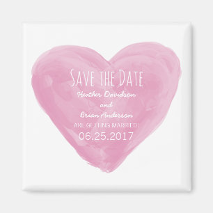 Aimant Aquarelle rose Coeur Enregistrer l'aimant de date