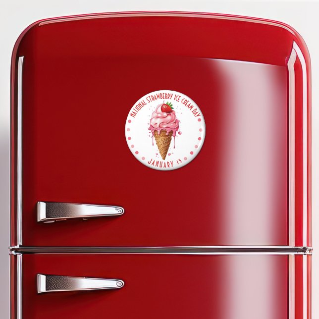Aimant Aquarelle rose Journée nationale de la crème glacé (Créateur téléchargé)