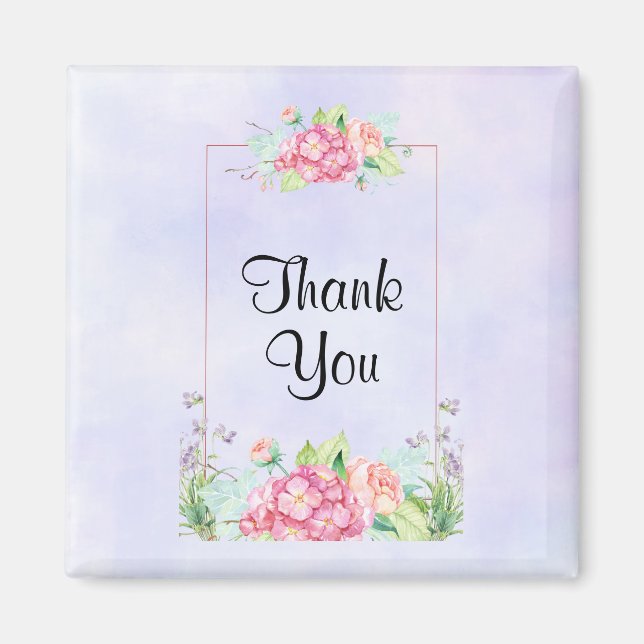 Aimant Aquarelle rose moderne Merci de cadre Floral (Devant)