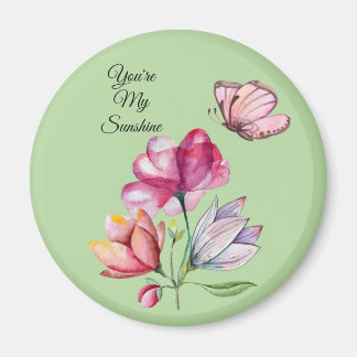 Aimant Aquarelle rose orange et violet Fleurs