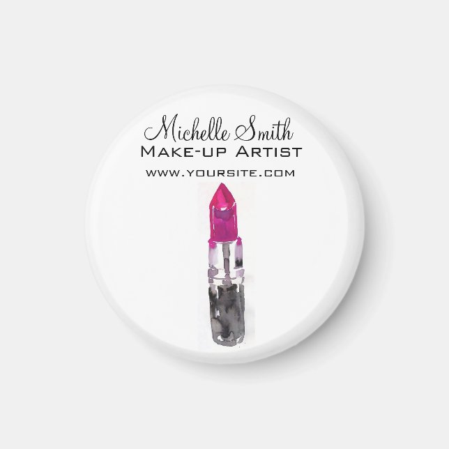 Aimant Aquarelle rose rouge à lèvres marque maquillage (Devant)