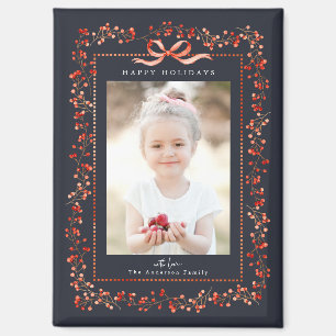 Aimant Aquarelle Rouge Berry Frame Photo Marine Noël