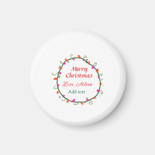 Aimant aquarelle rouge blanc floral wreath joyeux Noël