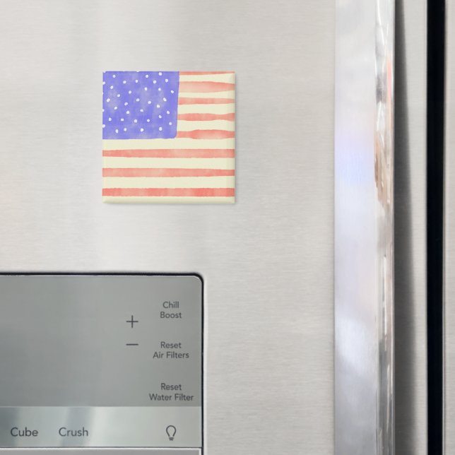 Aimant Aquarelle rustique USA drapeau américain (In situ (réfrigérateur))