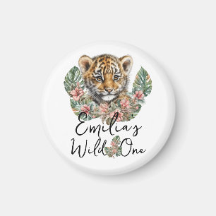 Aimant Aquarelle Safari Wild One Baby Tiger Cub Anniversa