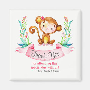 Aimant Aquarelle Singe Merci fille