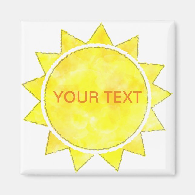 Aimant Aquarelle Sun jaune Texte personnalisé (Devant)